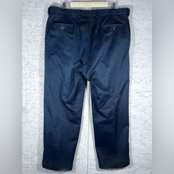 JOSEPH & FEISS Navy Blue Cotton Chinos Slacks w, Cuffed Legs Size 38x30 - Picture 4 of 11